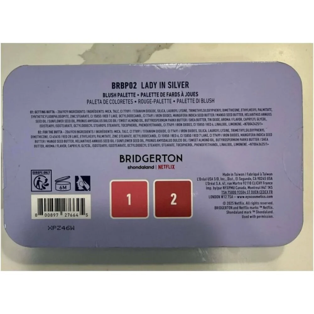 NYX Limited Edition Bridgerton Lady In Silver Buttermelt Blush Palette 2 Pack